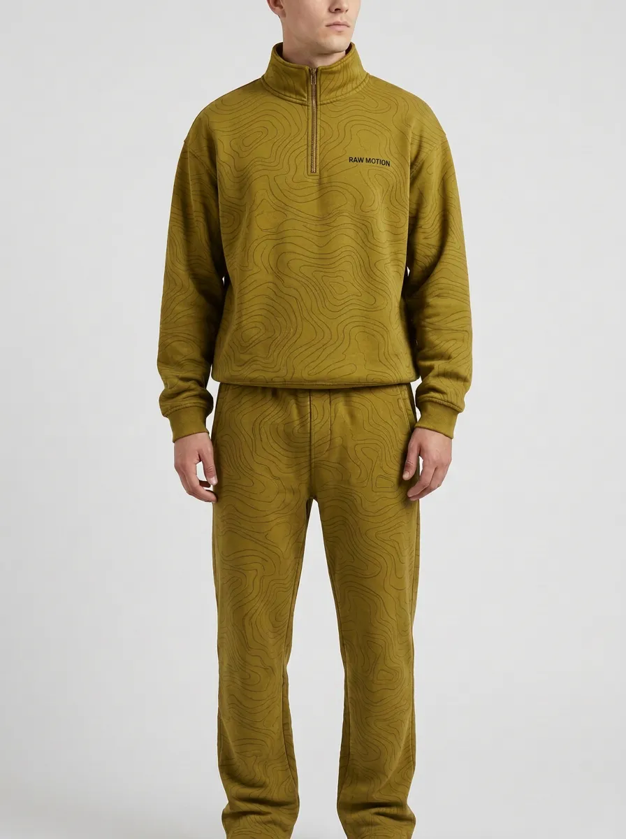 Quarter-Zip Jogger Topographic Men's Two-Piece Tracksuit