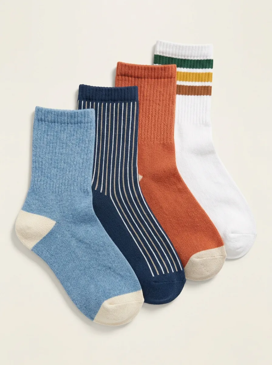 Striped Vintage-Inspired Men's Four-Pair Long Socks