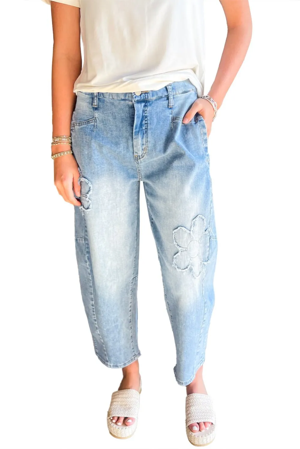 Bohemian High Waist Floral Print Jeans