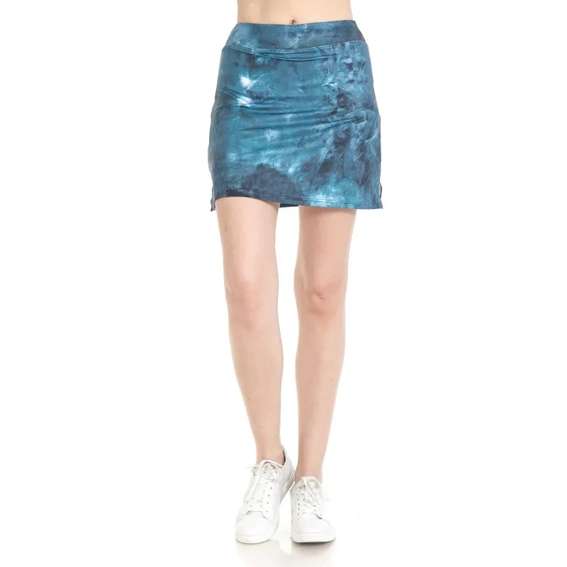 Deep Blue Tie-Dye Side-Slit Active Shorts