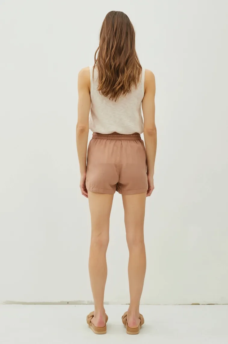 Dusty Rose Drawstring Waist Casual Shorts
