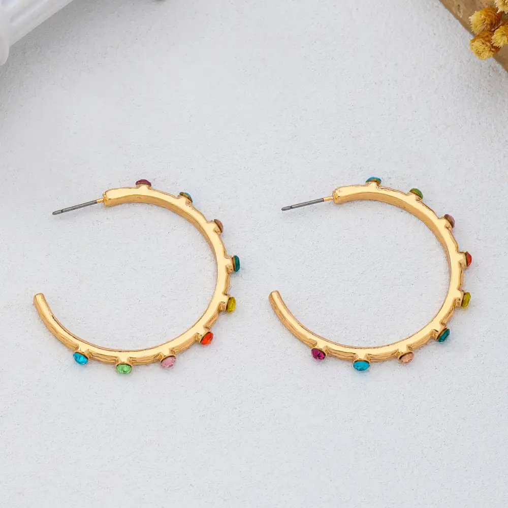Multi Color Gemstone Hoop arrings