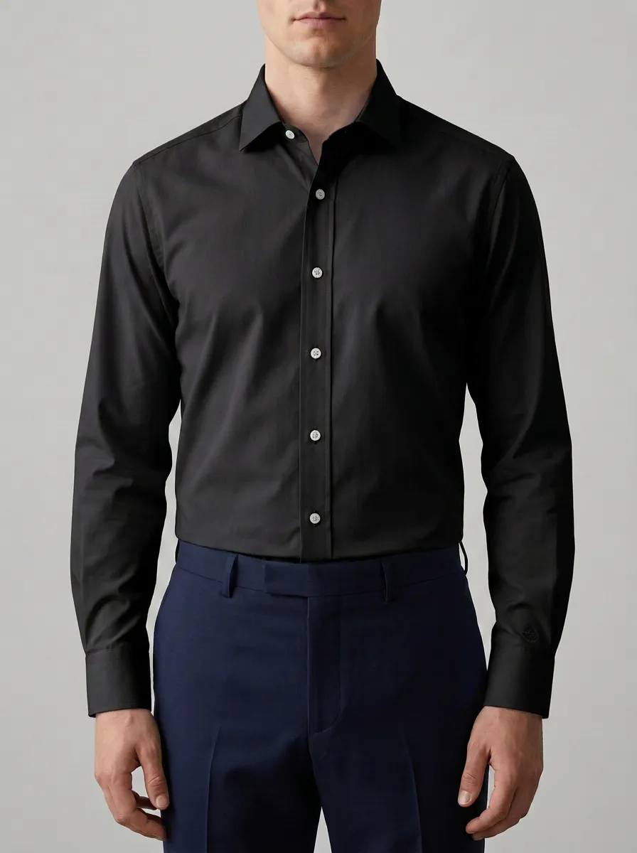Men's Non-Iron Cotton Light Blue Long Sleeve Dress Shirt