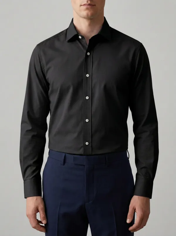 Men's Non-Iron Cotton Light Blue Long Sleeve Dress Shirt