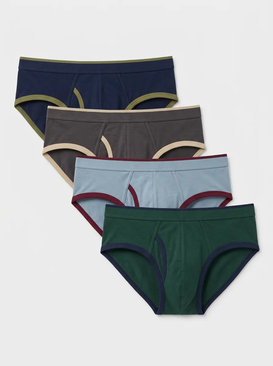 Men's Four-Pair Contrast-Waist Moderate-Coverage Brief Set