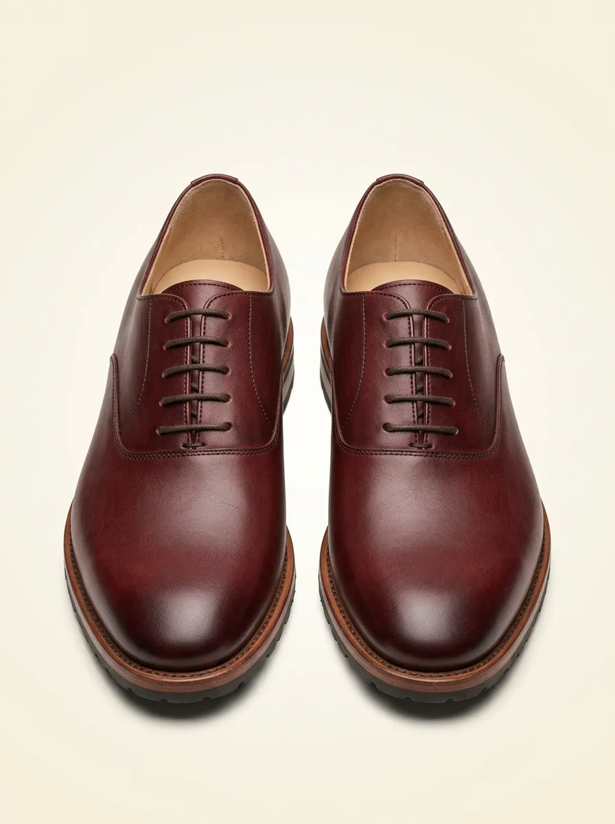 Men's Classic Burgundy Leather Oxford Dress Shoes