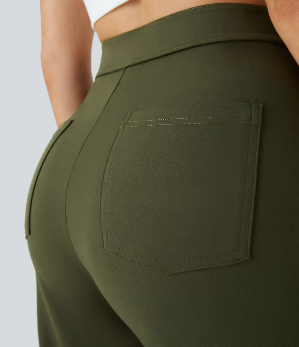 DayStretch High Waisted Pockets Straight Leg Casual Pants