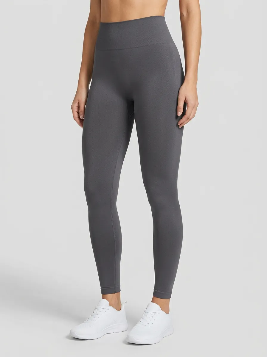 Women's Ribbed-Hem Full-Length Seamless High-Rise Leggings