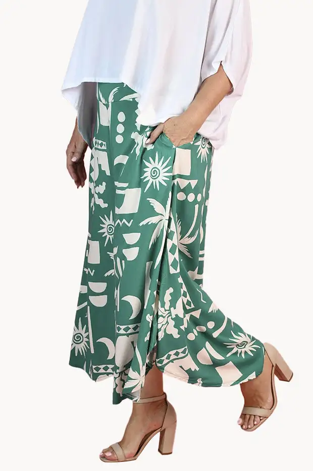 Wide Waist Pleated Pants