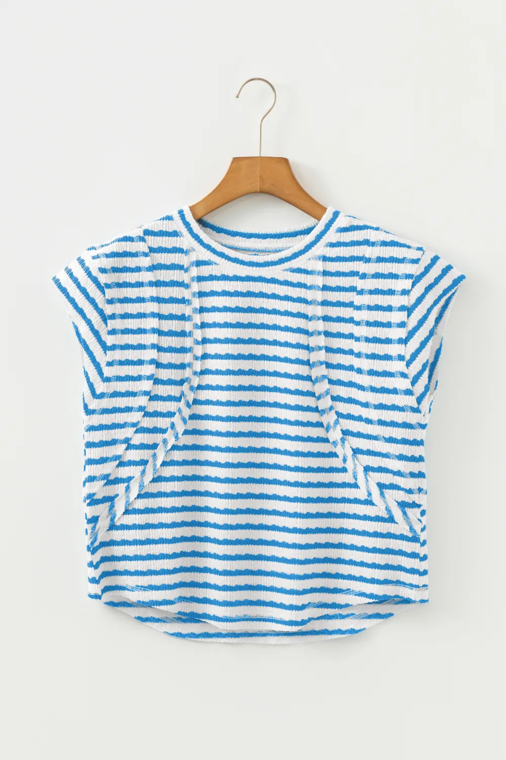 Blue Stripe Textured Short Sleeve Tee