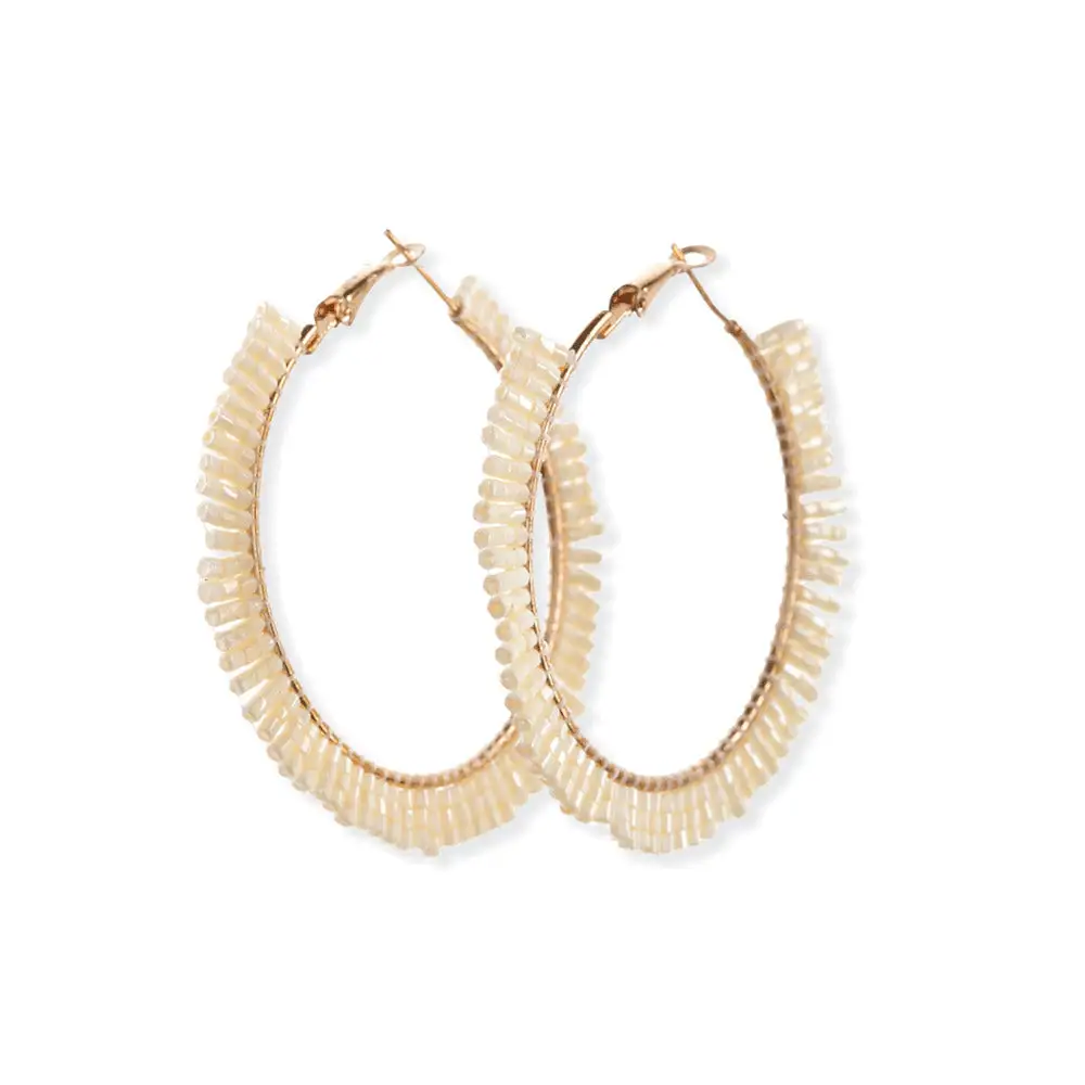 Artful Pearl Accent Hoop Earrings