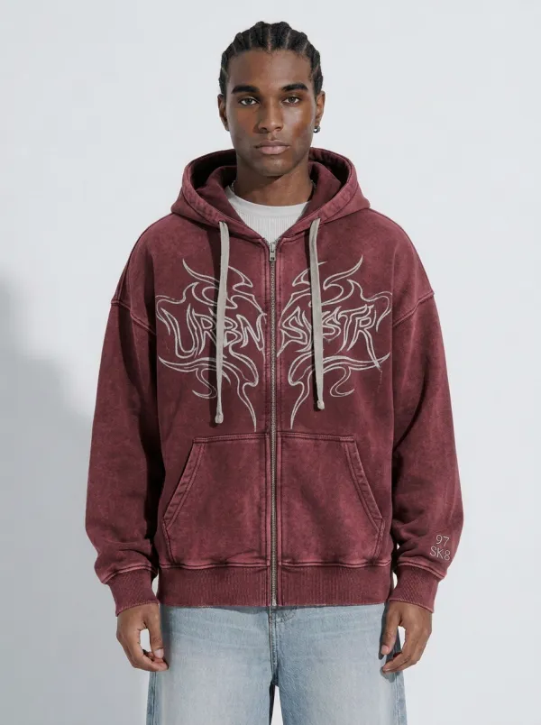 Men's Streetwear Urban Tribal Graphic Printed Zip-up Hoodie