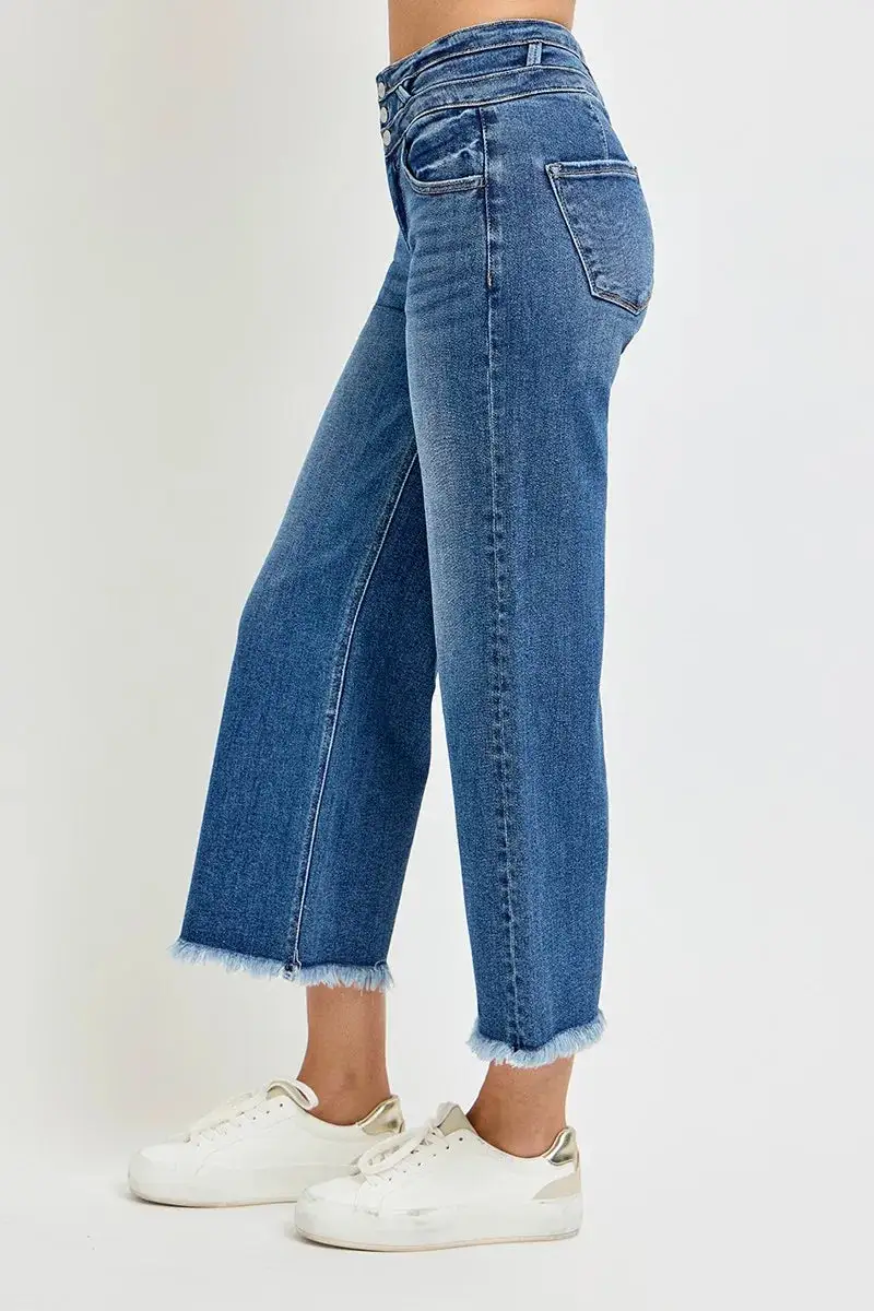 Barrel Leg Elastic Waist Denim Jeans