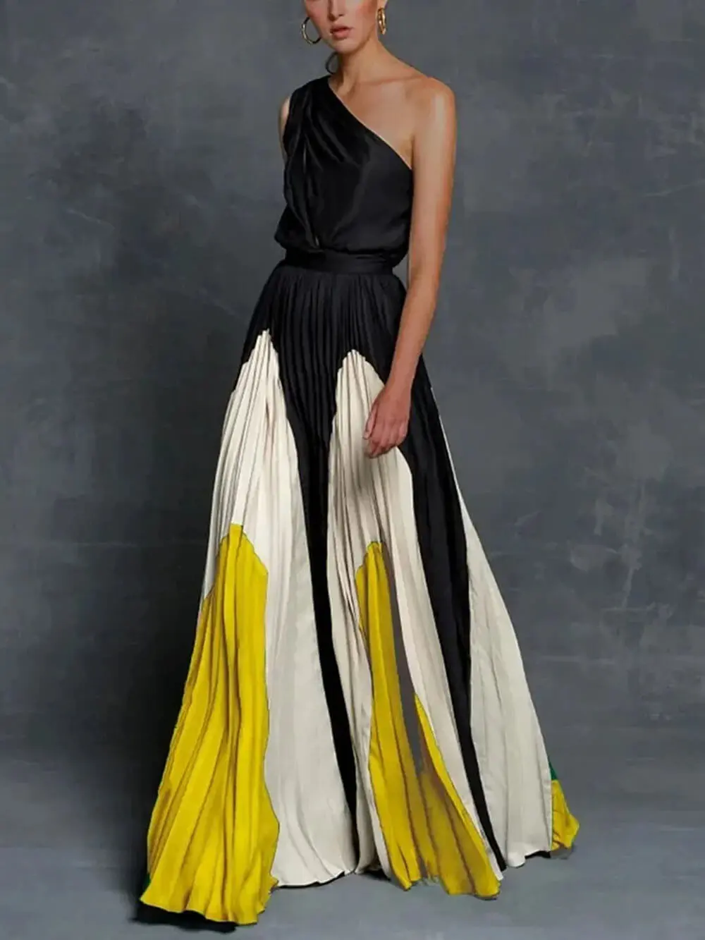 One Shoulder Ruched Maxi Dress