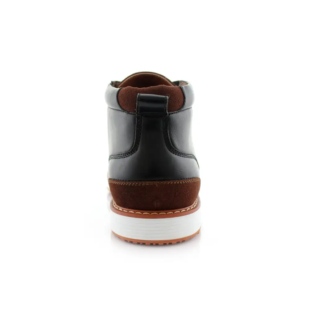Faux-Leather Two-Tone Lace-Up Chukka Boots