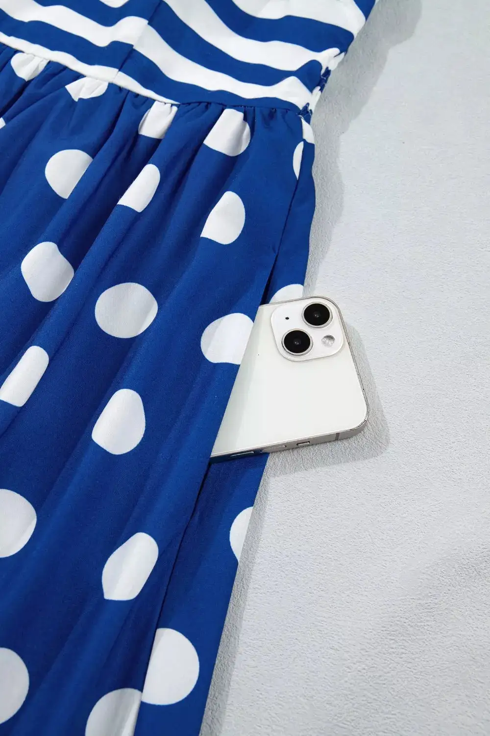 Striped Polka Dot High Waist Maxi Dress