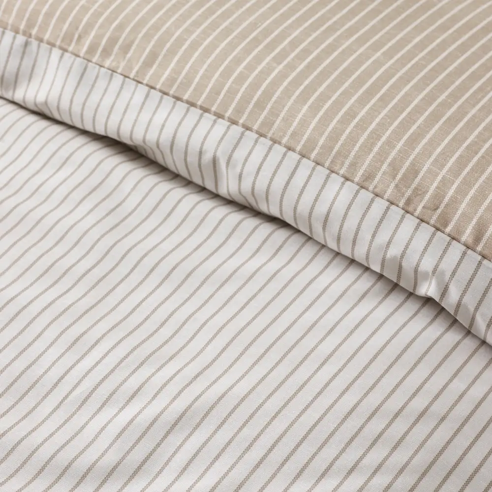 Streamlined Bedroom Reversible Stripe Cotton Duvet Cover Set