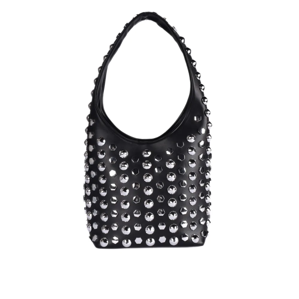 Leather Rhinestone Shoulder Bag