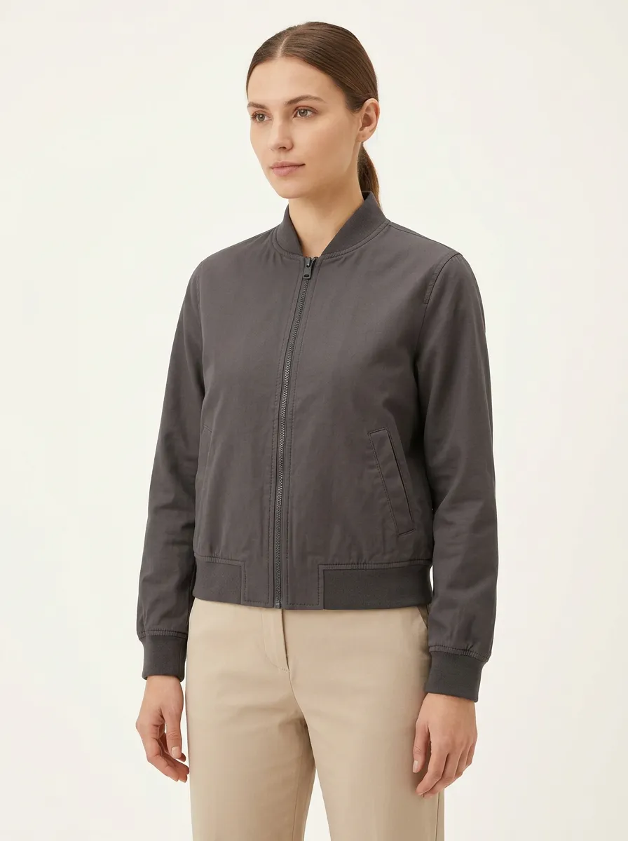 Women's Ribbed-Trim Bomber Jacket