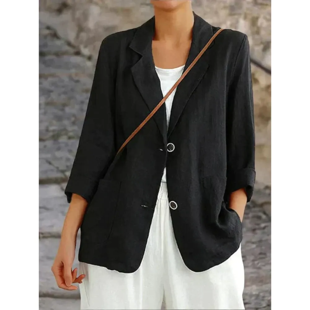 Linen Button Detail Blazer