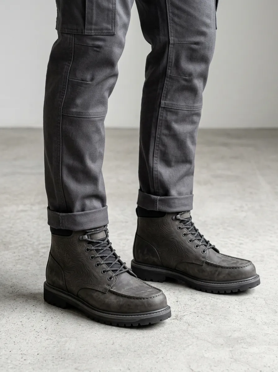 Men's Trail Style Topographic Map Work Boots
