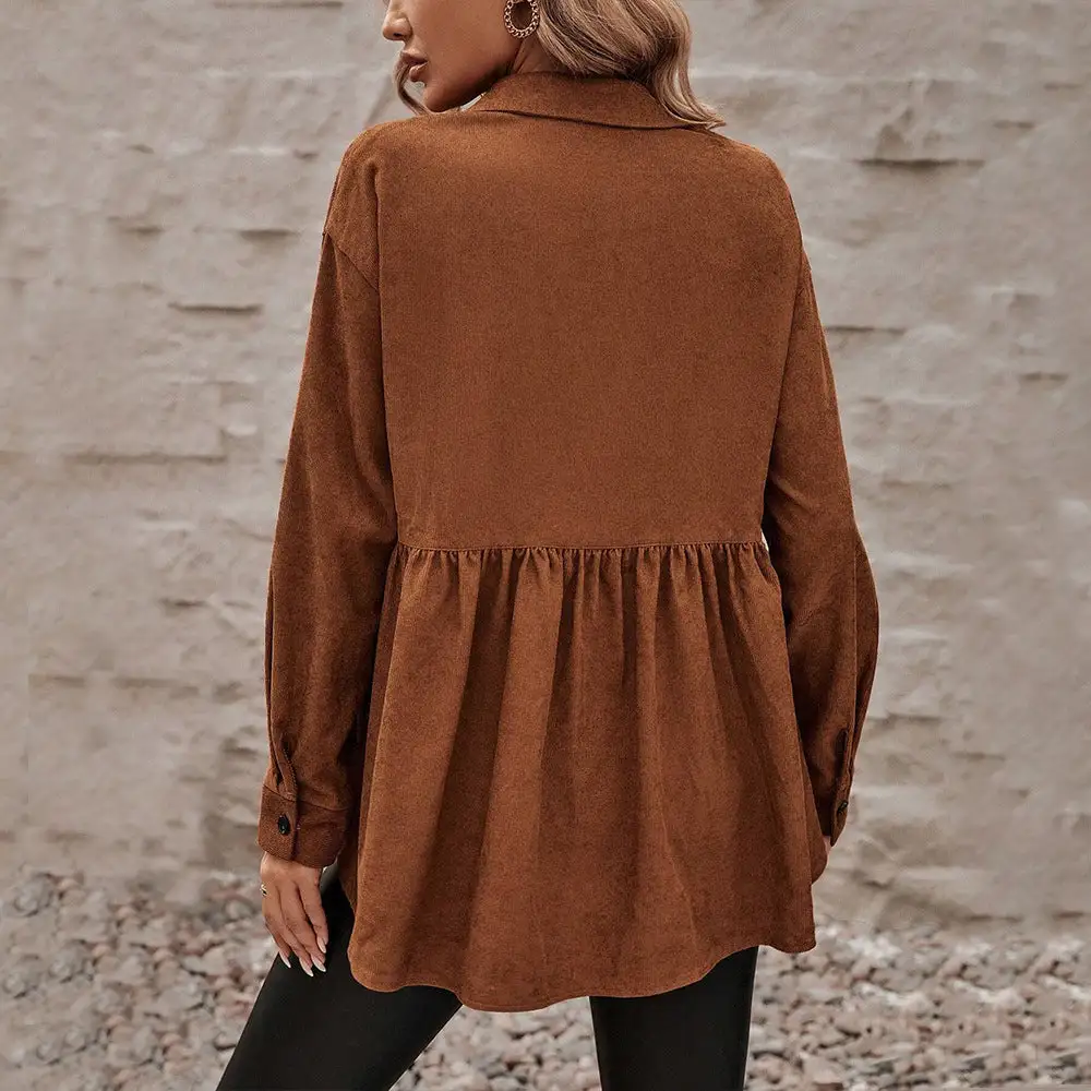 Graceful Daywear Peplum Button Front Blouse