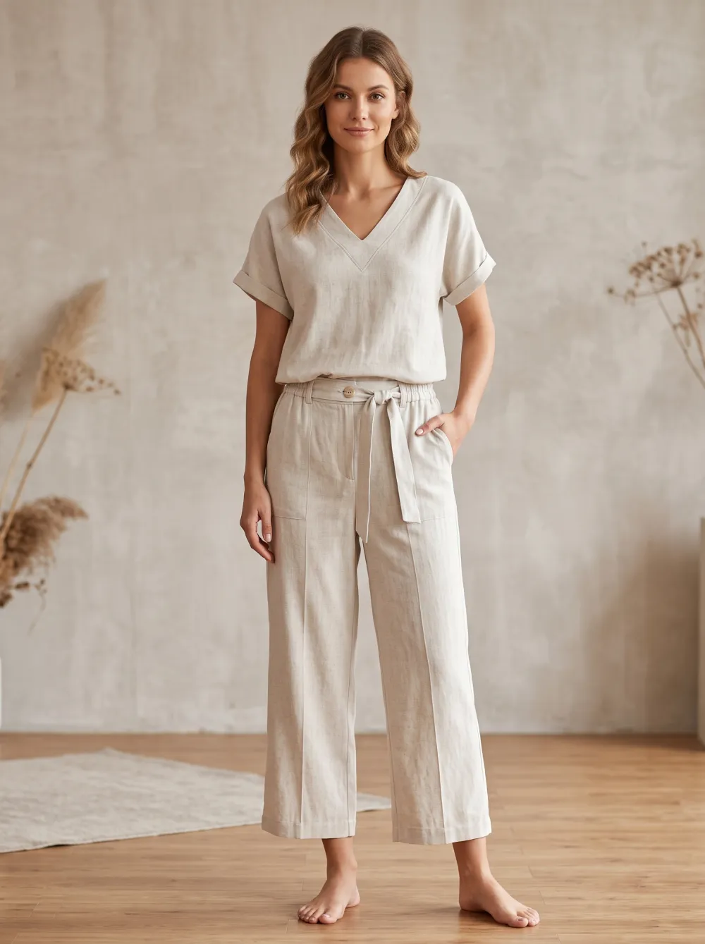 Modern V Neck Relaxed Set