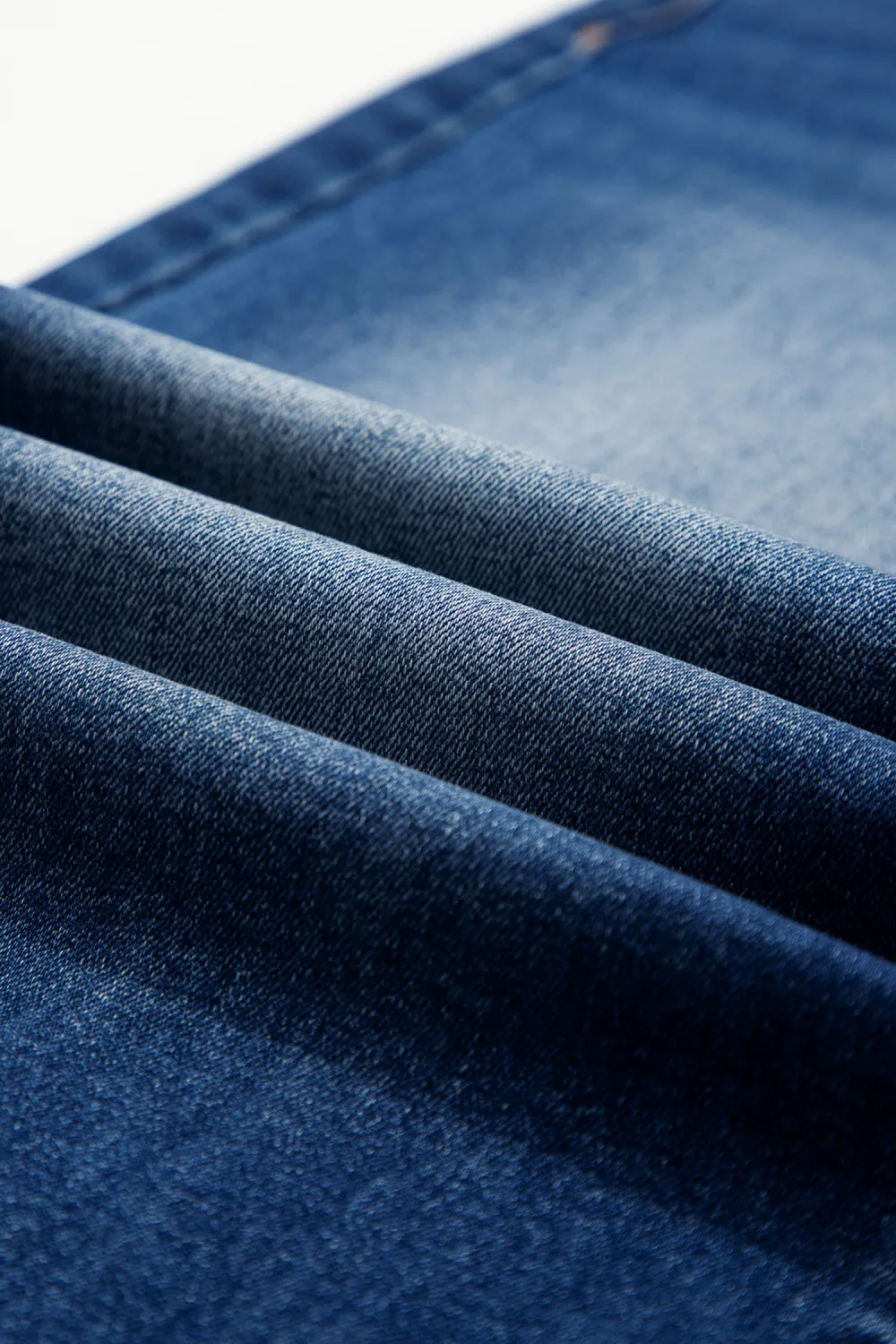 Blue Raw Hem Barrel Jeans