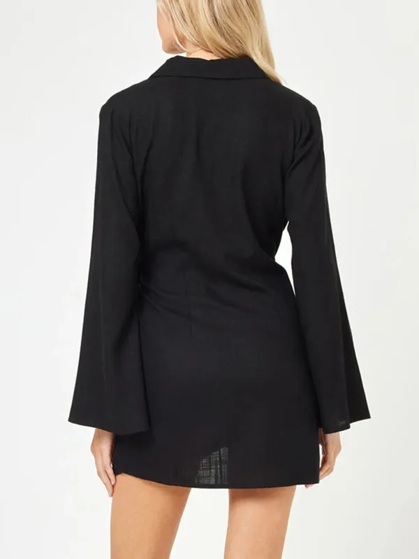 Tied Long-Sleeve Cover-Up Dress