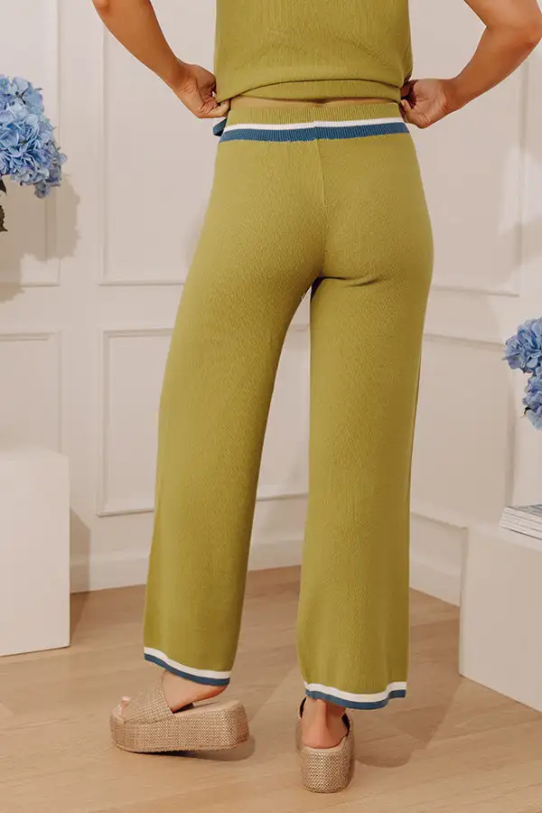 High Waist Relaxed Wide Leg Striped Knit Pants