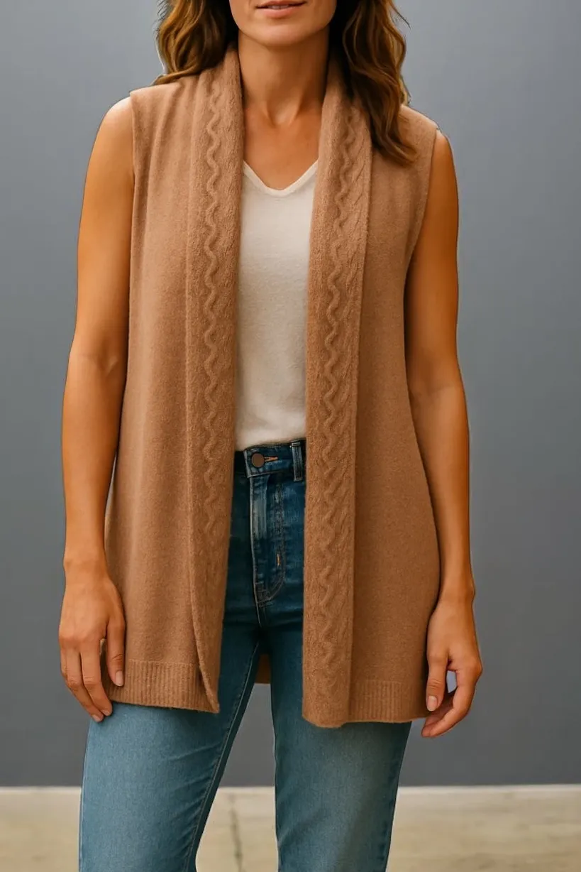 Ribbed Front Wool Blend Vest