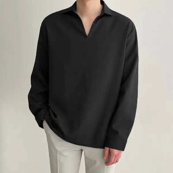Polished Casual Relaxed V-Neck Tunic Blouse