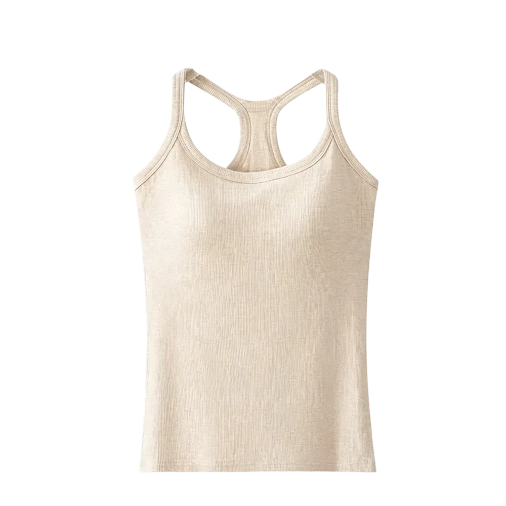 Women's Ribbed Built-in Bra Tank Top | Racerback Cropped Camisole with Removable Pads | Wireless Supportive Workout Yoga Top