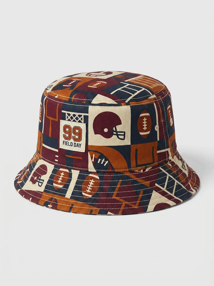 Unisex American Football Lover Field Day Printed Bucket Hat