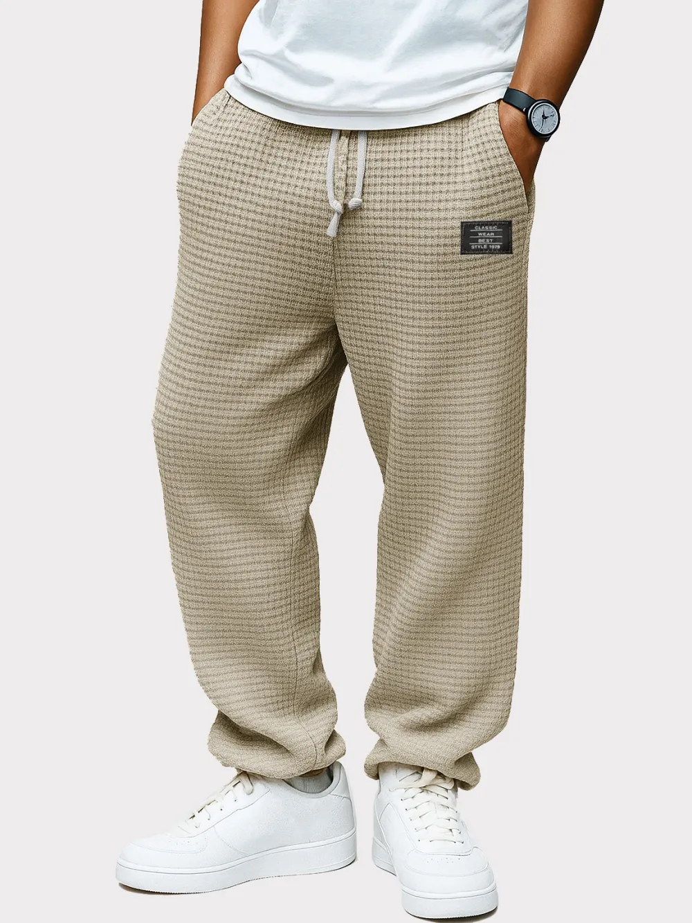 Clean Cut Textured Knit Drawstring Trousers