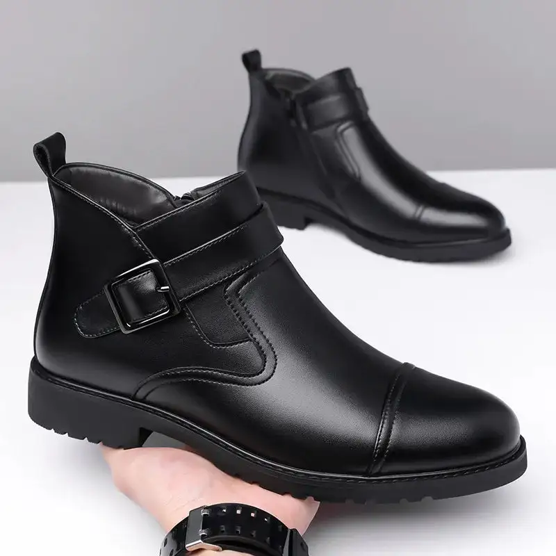 Leather Buckle Boots