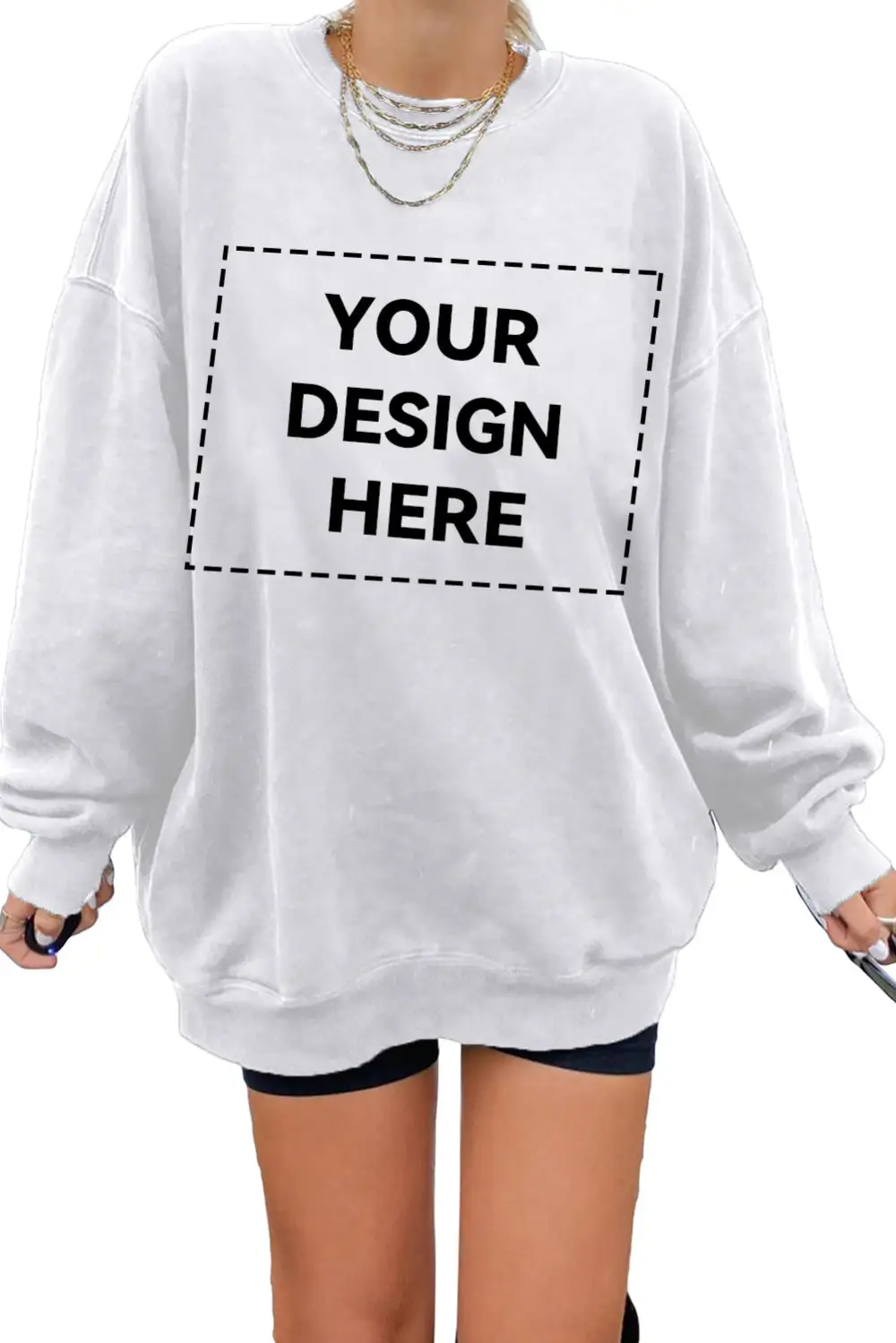 Oversized Solid Drop Shoulder Sweatshirt