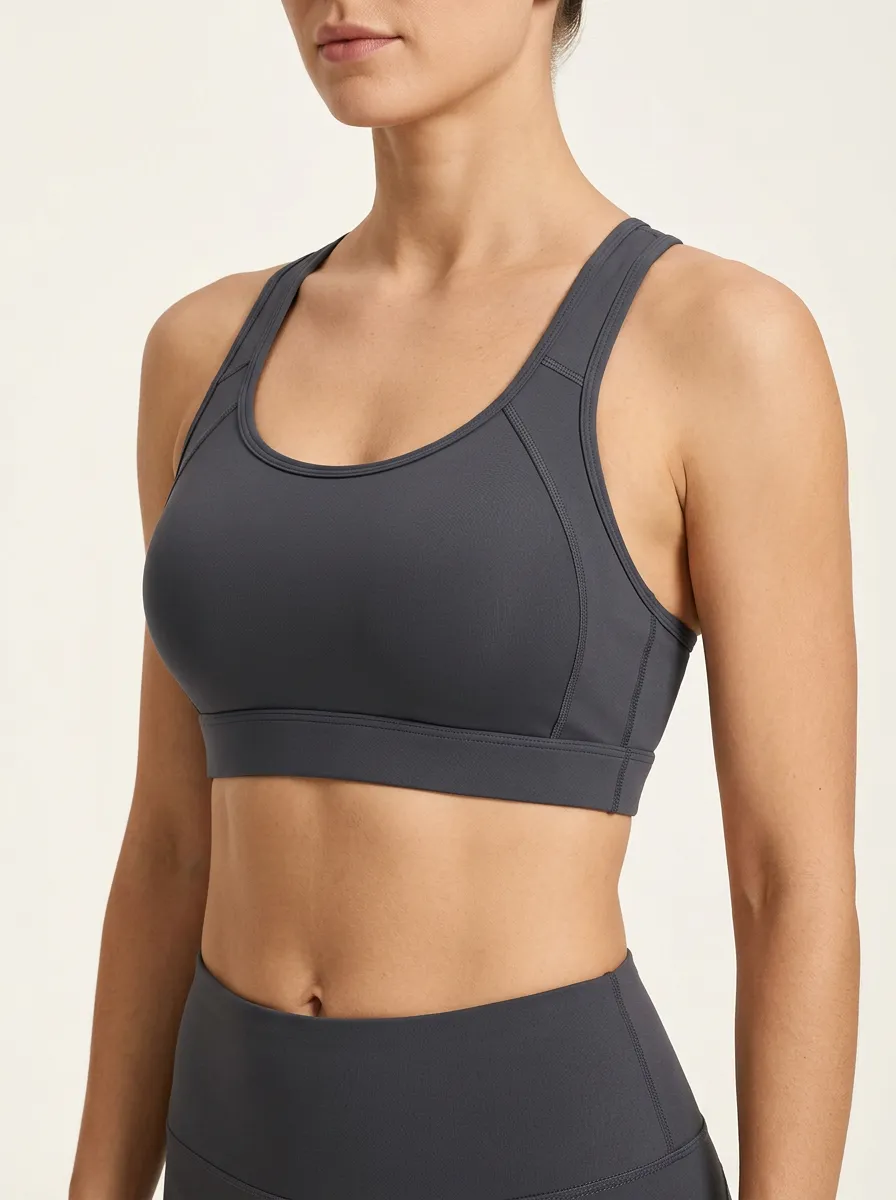 Women's Studio Active Scoop Neck Racerback Panel Detail Sports Bra