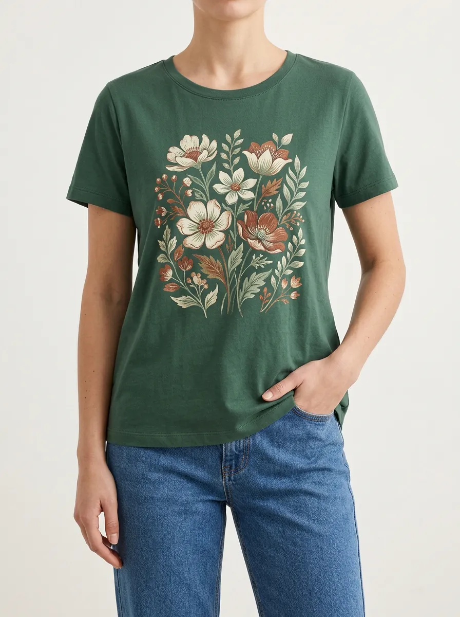 Everyday Tee with Floral Botanical Detail