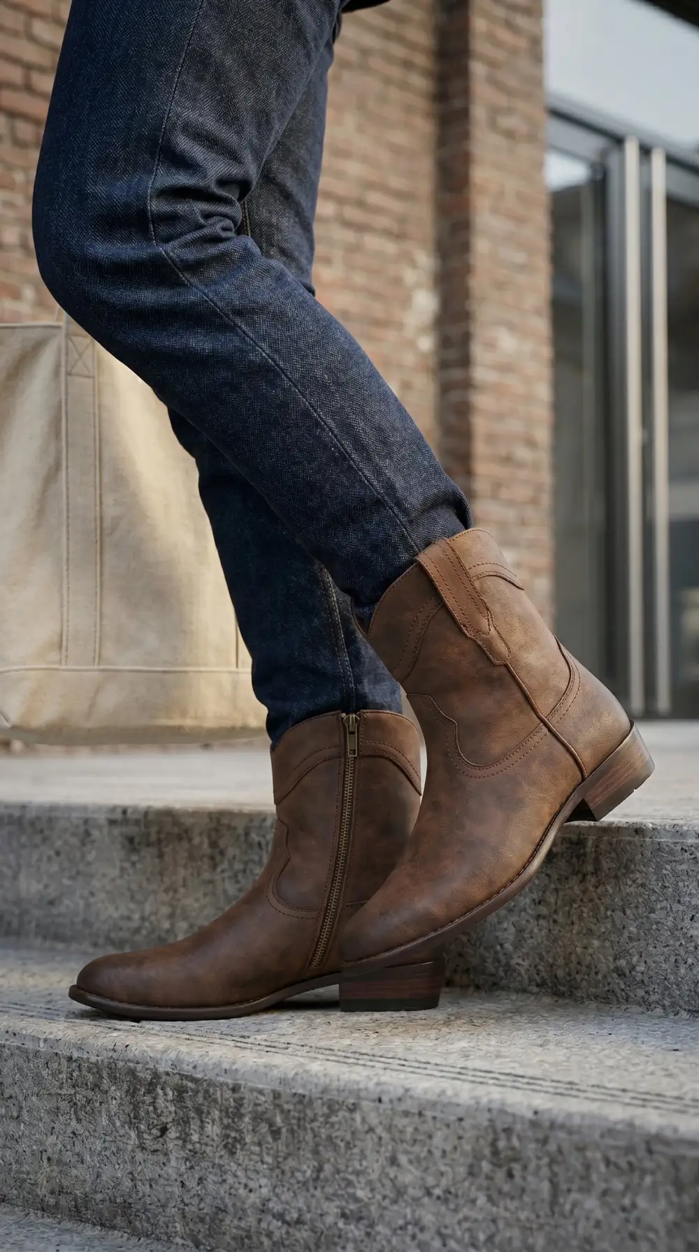 Faux-Suede Suede Faux-Leather Western Boots