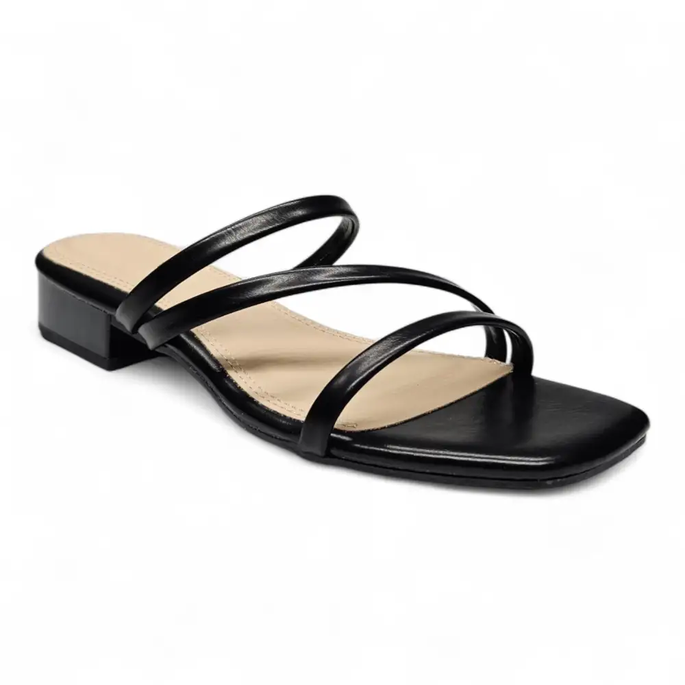 Airy Strappy Square Toe Block Heel Sandals
