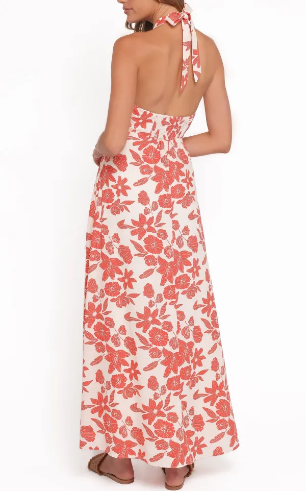 Shirred Halter Maxi Dress