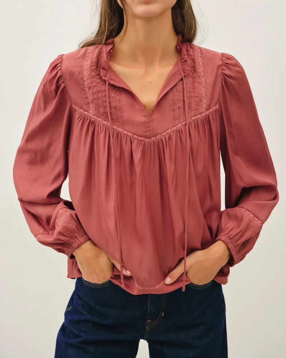 Ruffled V-Neck Blouse