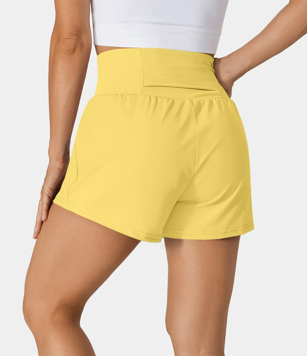 2026🔥  Super High Waisted Back Pocket & Side Hidden Pocket 2-in-1 Yoga Shorts 2.5