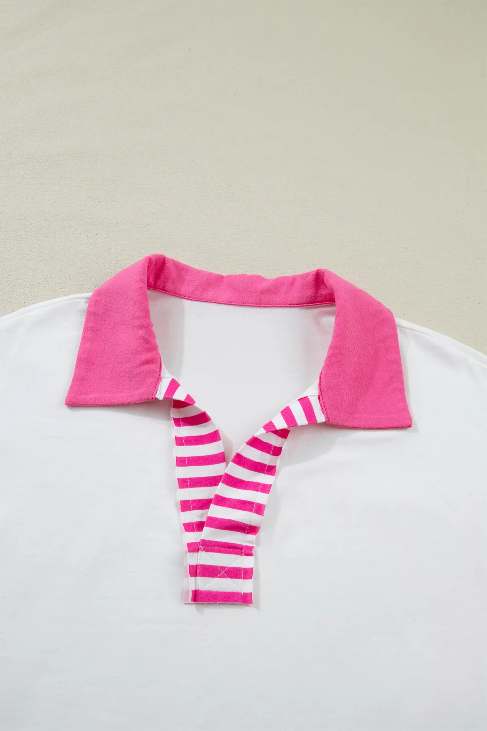 White Striped Block Patchwork Polo Tee