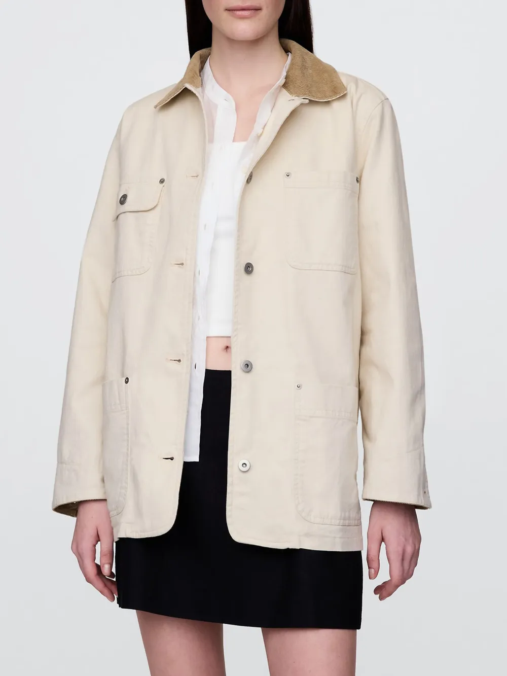 Corduroy Patchwork Collar Jacket