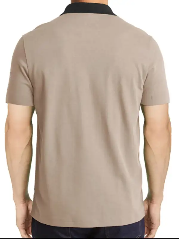Woven Contrast Detail Collared Polo Shirt