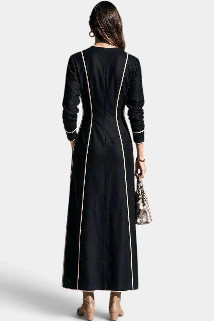 Fitted Long-Sleeve Maxi Dress