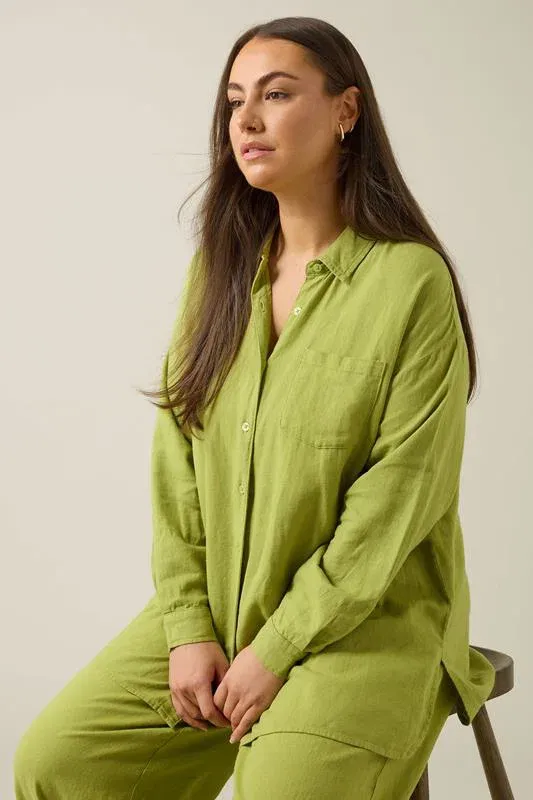 Set Chartreuse Green Linen Shirt & Trouser