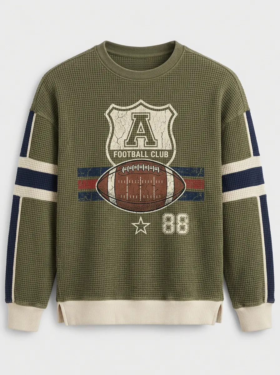 Men's Football Club A88 Graphic Printed Waffle Knit Sweatshirt